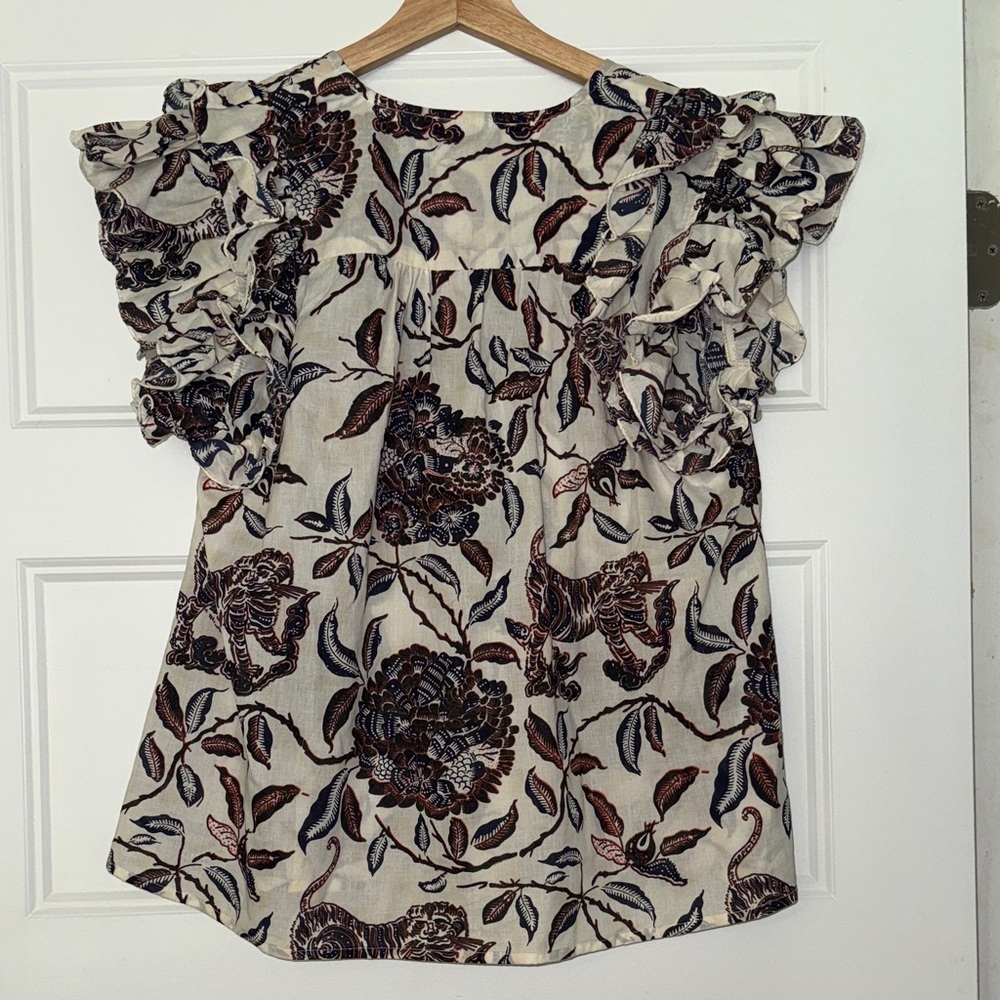 House of Harlow 1960 Black and Cream Floral Blouse - Picture 4 of 6